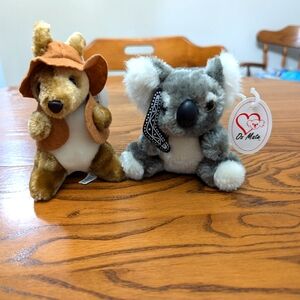 Oz Mate x 2. Kangaroo and Koloa. Plush. Stuffed Animal. Miniatures.